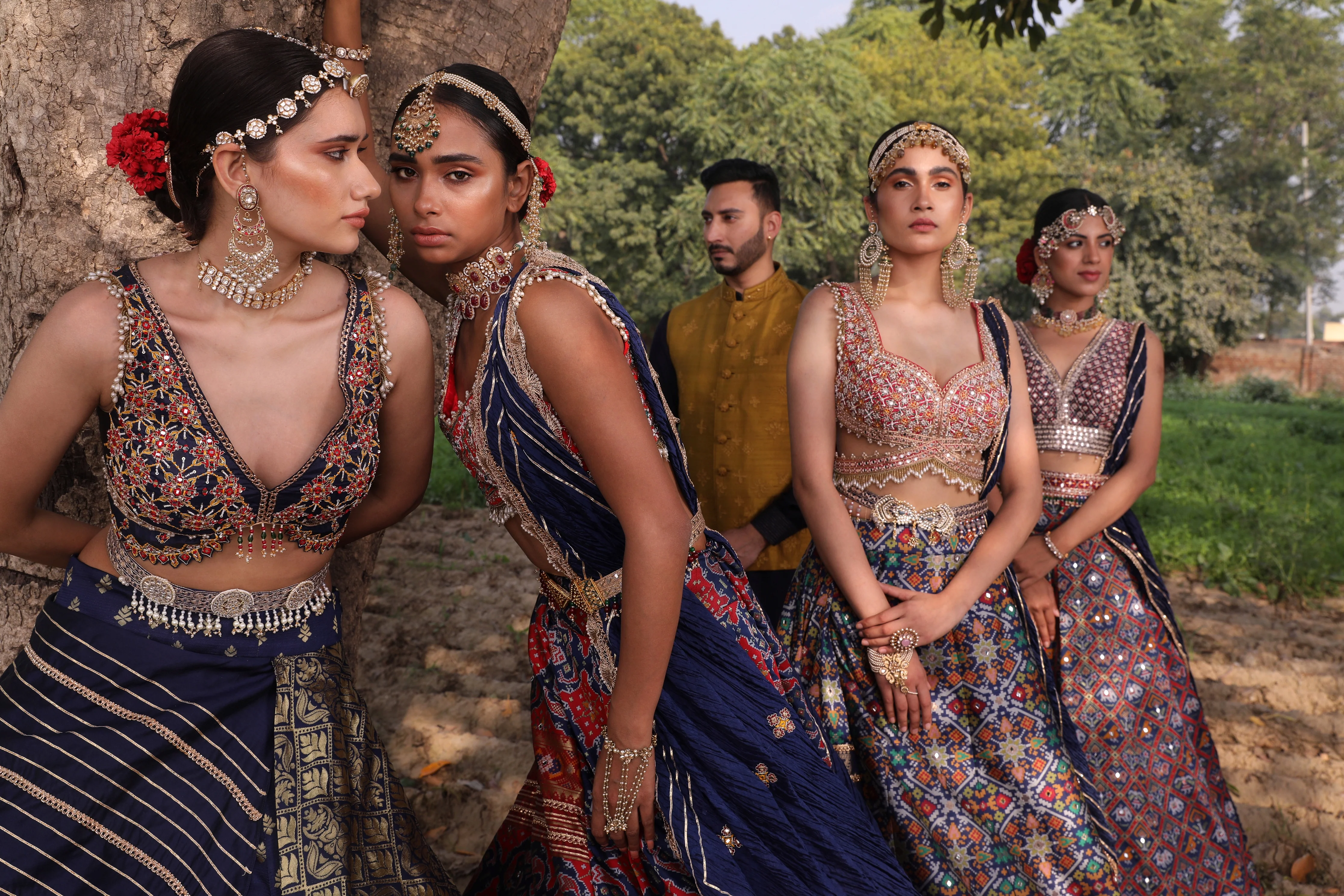 Midnight Blue Woven Patola Lehenga - Image 3