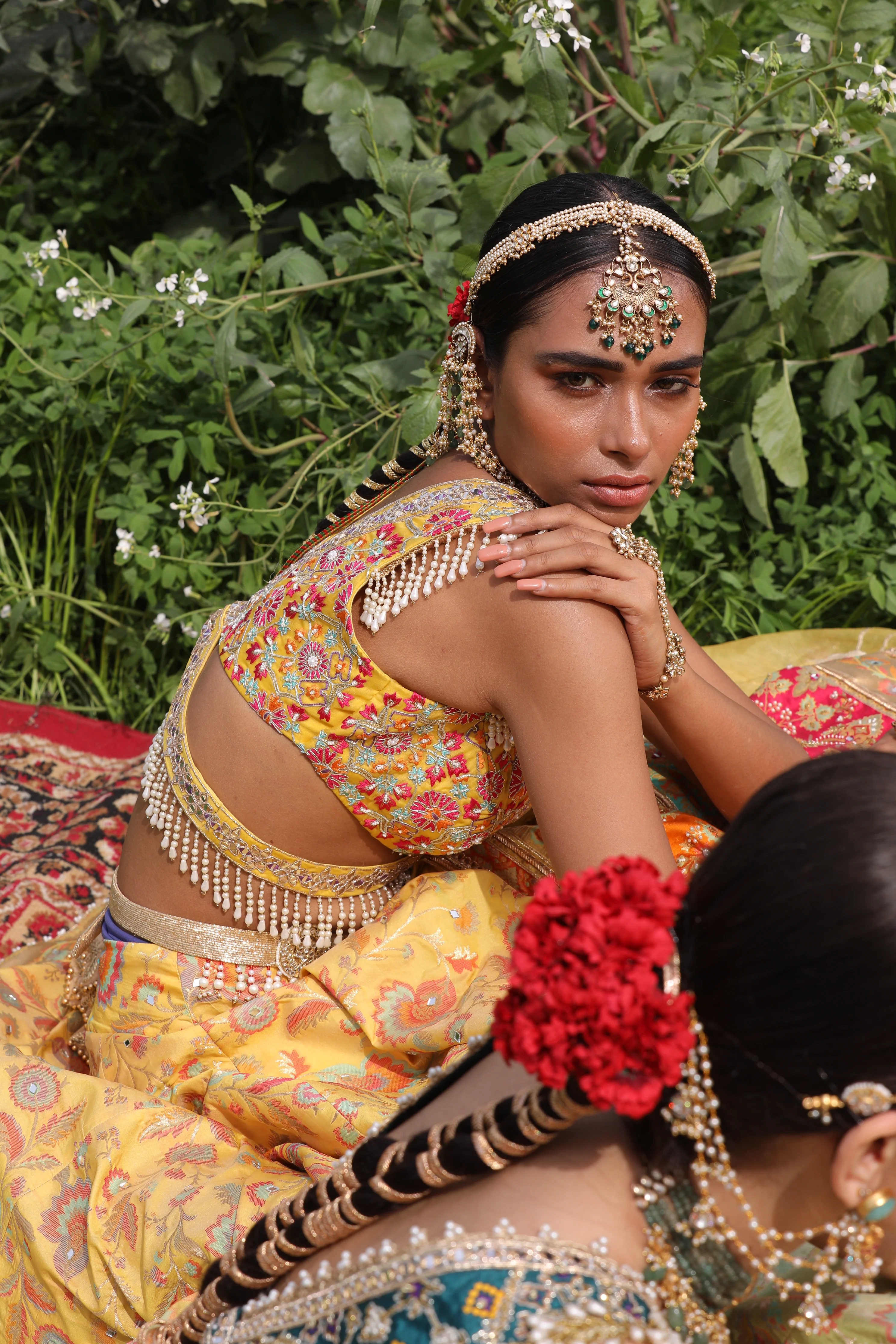 Yellow Flower Kani Silk Lehenga - Image 7